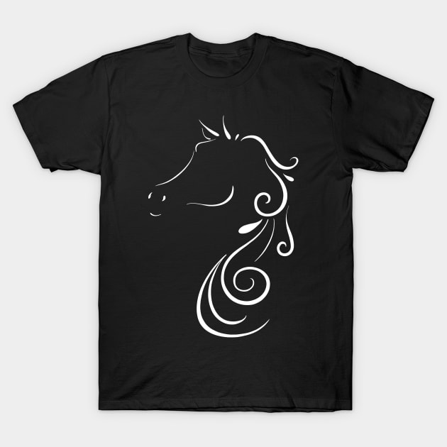 White Horse Head T-Shirt by Lady Lilac